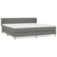 Produktbild för Ramsäng med madrass mörkgrå 200x200 cm tyg