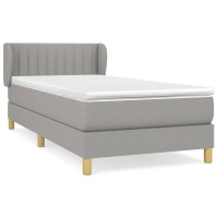 Produktbild för Ramsäng med madrass ljusgrå 90x200 cm tyg
