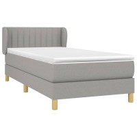 Produktbild för Ramsäng med madrass ljusgrå 90x200 cm tyg