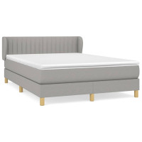 Produktbild för Ramsäng med madrass ljusgrå 140x200 cm tyg