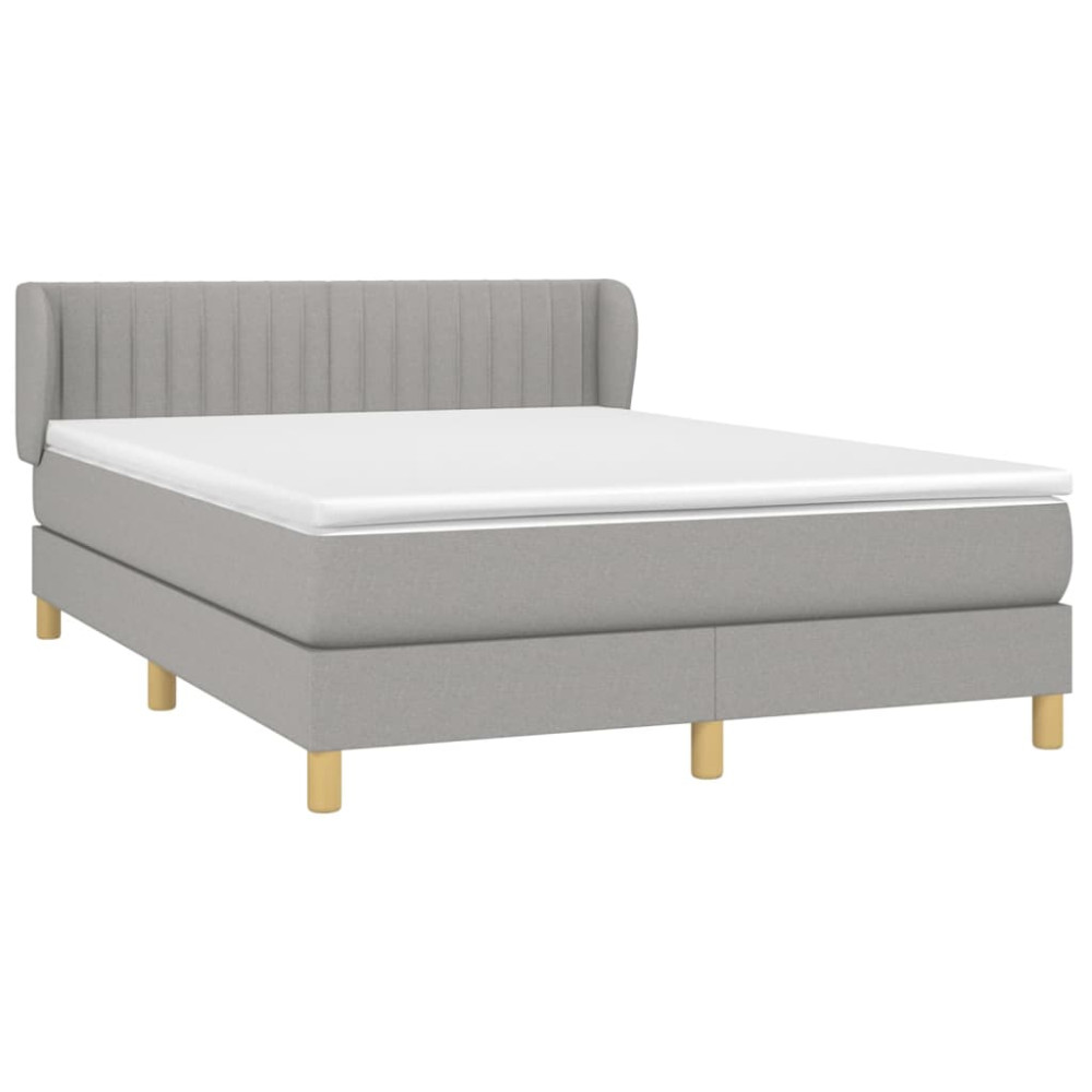 Produktbild för Ramsäng med madrass ljusgrå 140x200 cm tyg