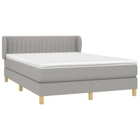 Produktbild för Ramsäng med madrass ljusgrå 140x200 cm tyg