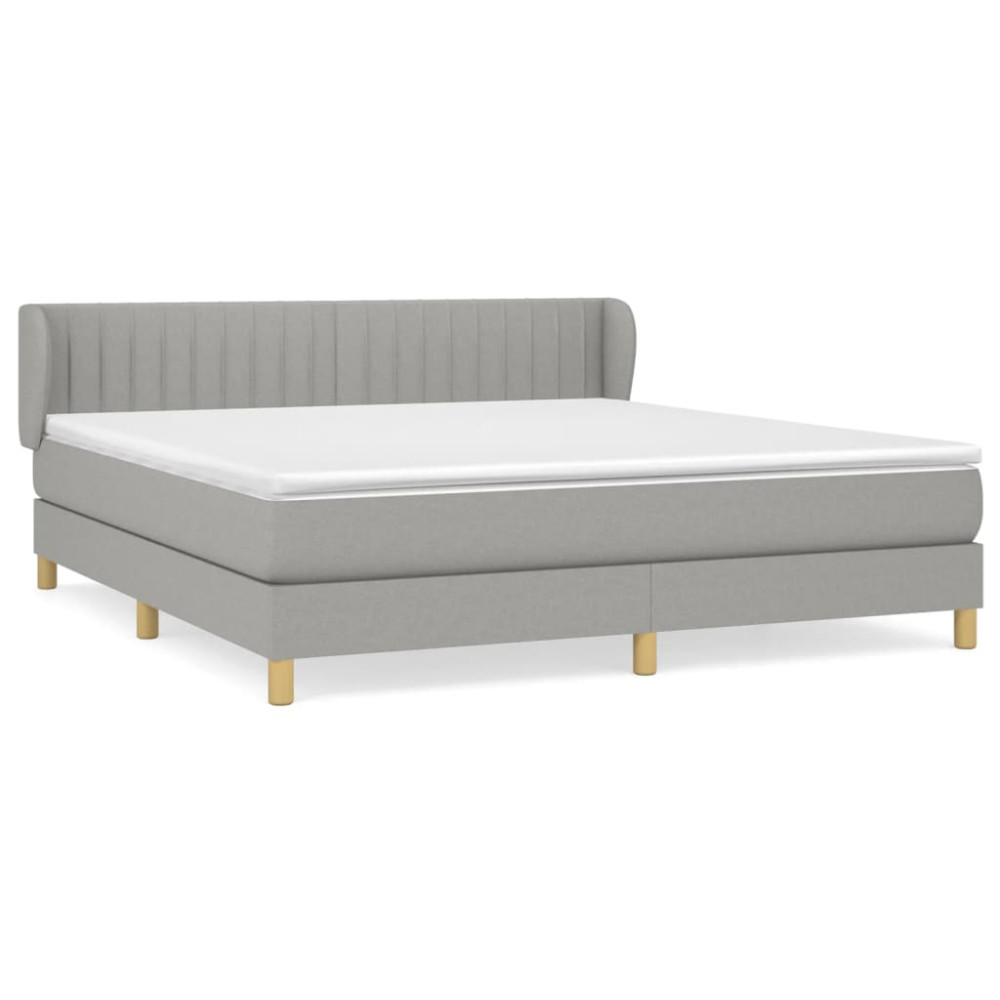 Produktbild för Ramsäng med madrass ljusgrå 160x200 cm tyg