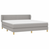 Produktbild för Ramsäng med madrass ljusgrå 160x200 cm tyg
