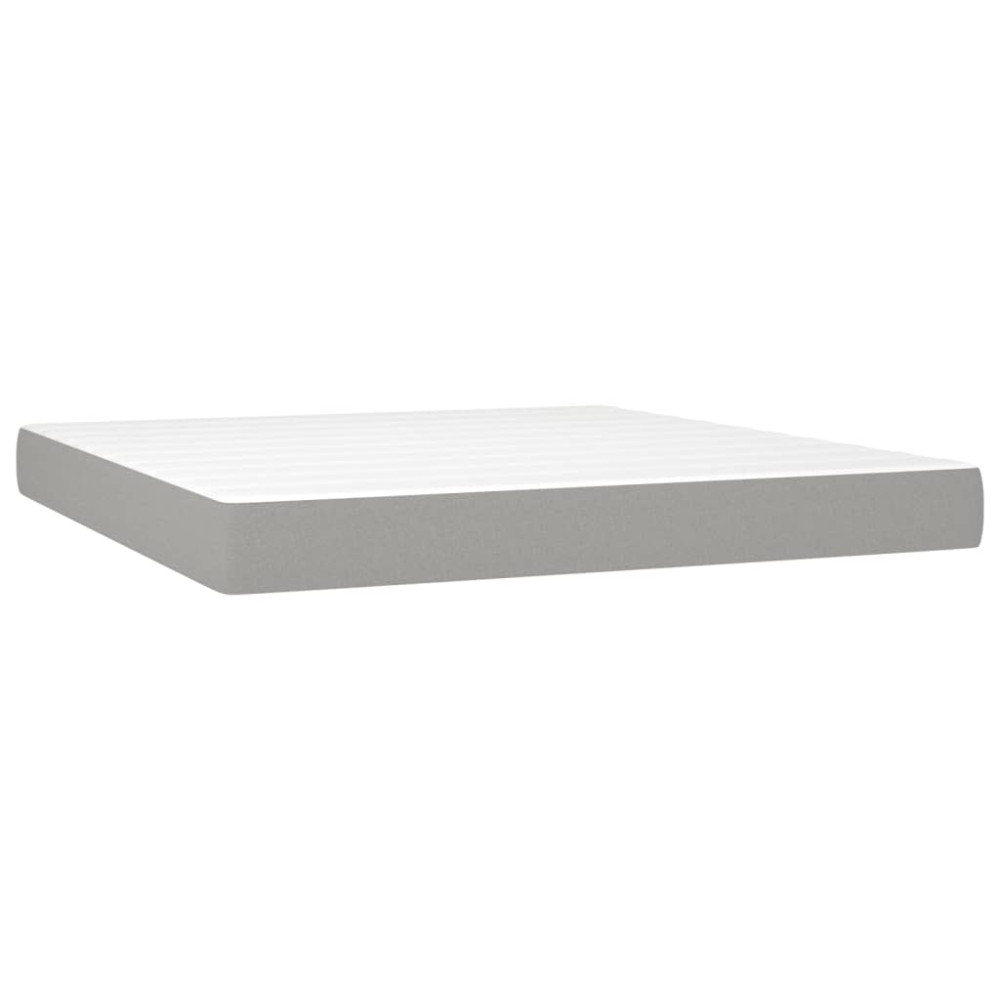 Produktbild för Ramsäng med madrass ljusgrå 160x200 cm tyg