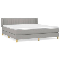 Produktbild för Ramsäng med madrass ljusgrå 180x200 cm tyg