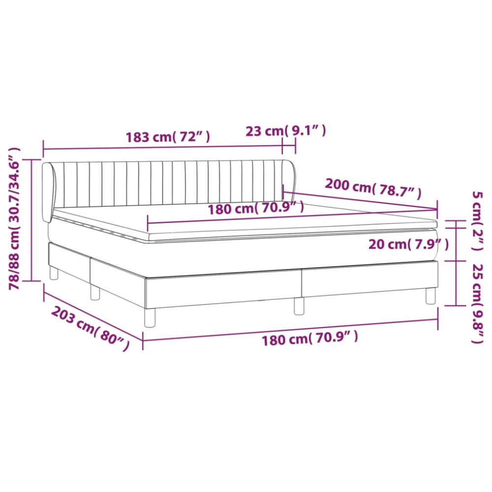 Produktbild för Ramsäng med madrass ljusgrå 180x200 cm tyg