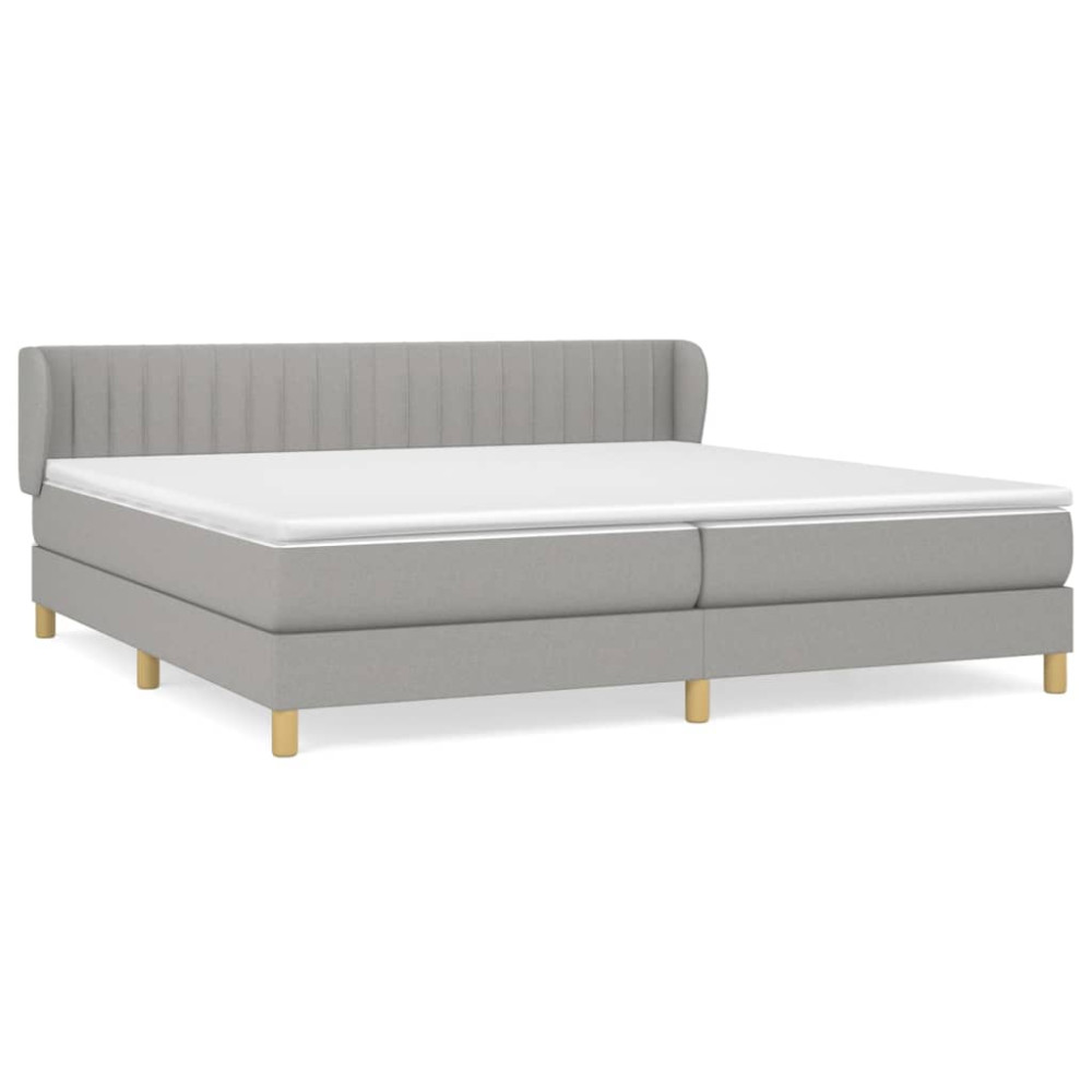Produktbild för Ramsäng med madrass ljusgrå 200x200 cm tyg