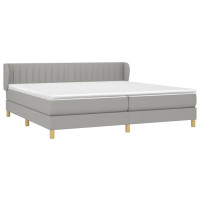 Produktbild för Ramsäng med madrass ljusgrå 200x200 cm tyg