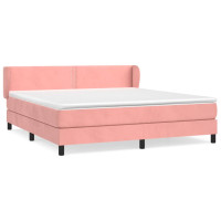 Produktbild för Ramsäng med madrass rosa 160x200 cm sammet