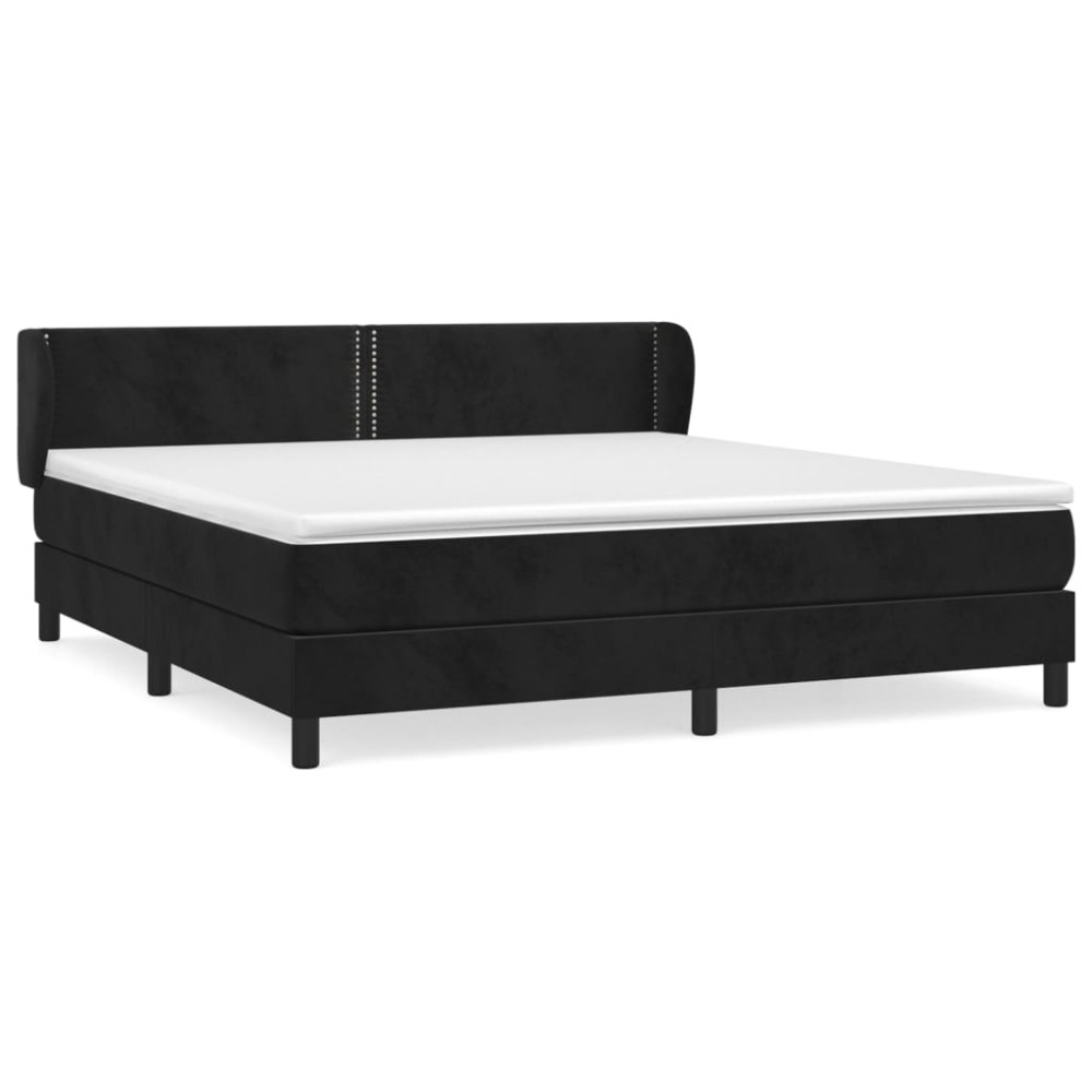Produktbild för Ramsäng med madrass svart 180x200 cm sammet