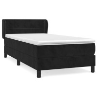 Produktbild för Ramsäng med madrass svart 90x200 cm sammet