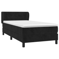 Produktbild för Ramsäng med madrass svart 90x200 cm sammet