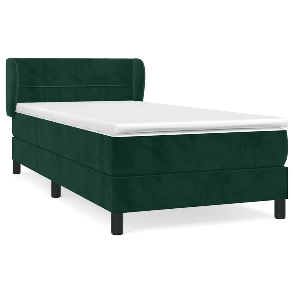 Produktbild för Ramsäng med madrass mörkgrön 90x200 cm sammet
