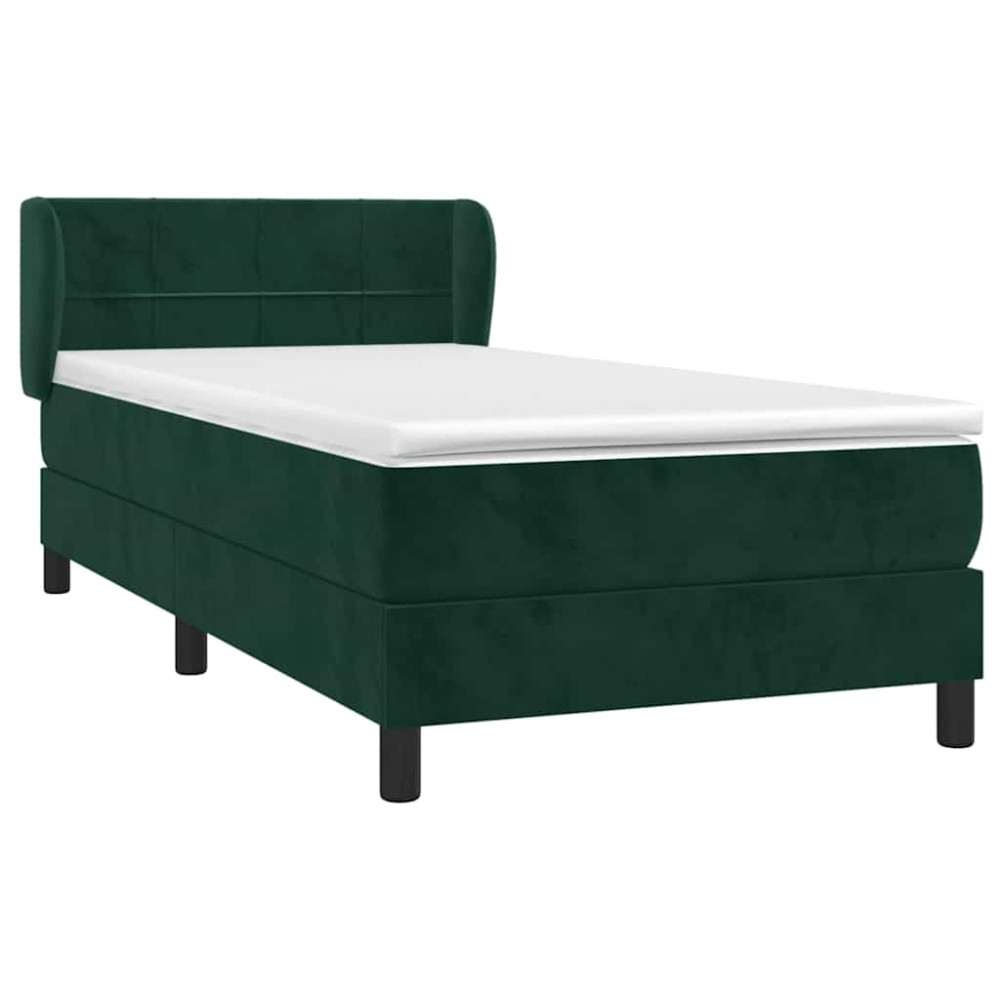 Produktbild för Ramsäng med madrass mörkgrön 100x200 cm sammet