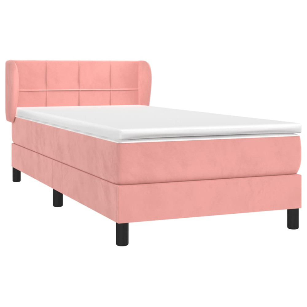 Produktbild för Ramsäng med madrass rosa 100x200 cm sammet