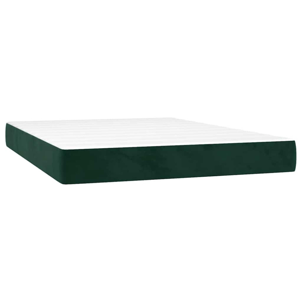 Produktbild för Ramsäng med madrass mörkgrön 140x200 cm sammet