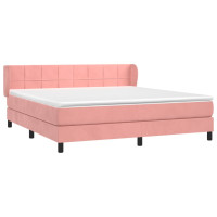 Produktbild för Ramsäng med madrass rosa 160x200 cm sammet