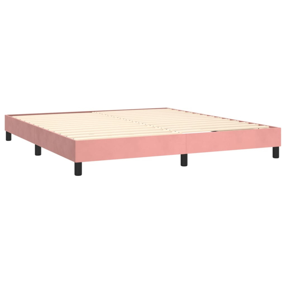 Produktbild för Ramsäng med madrass rosa 160x200 cm sammet