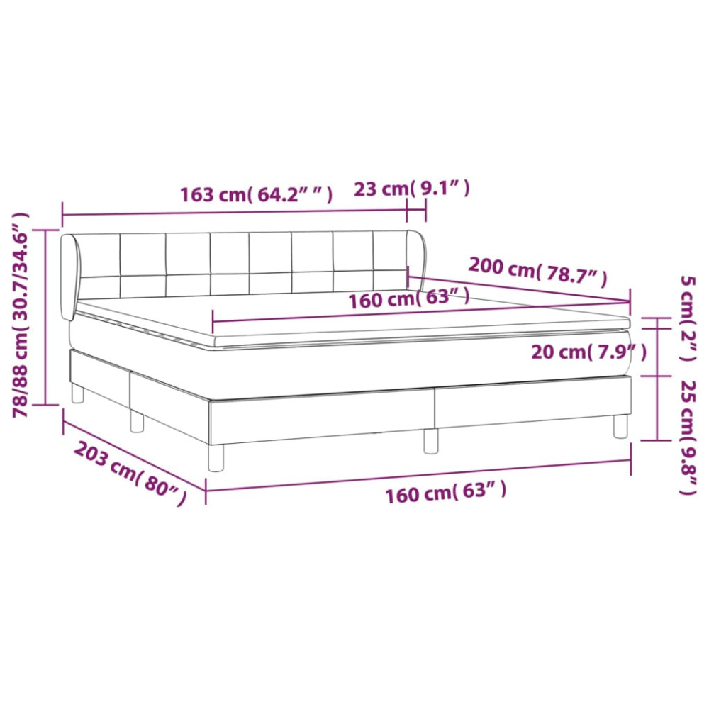 Produktbild för Ramsäng med madrass rosa 160x200 cm sammet