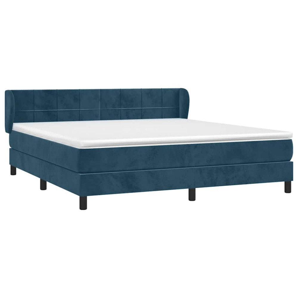 Produktbild för Ramsäng med madrass mörkblå 180x200 cm sammet
