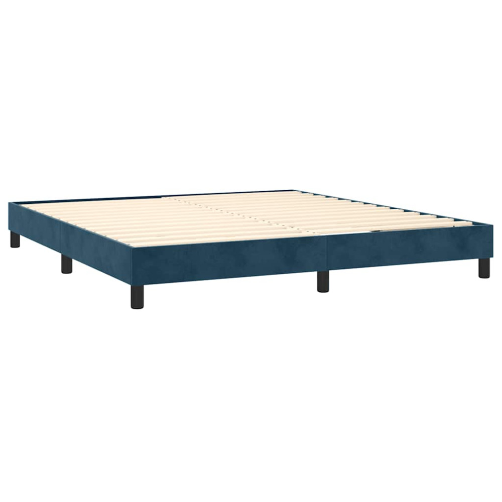 Produktbild för Ramsäng med madrass mörkblå 180x200 cm sammet