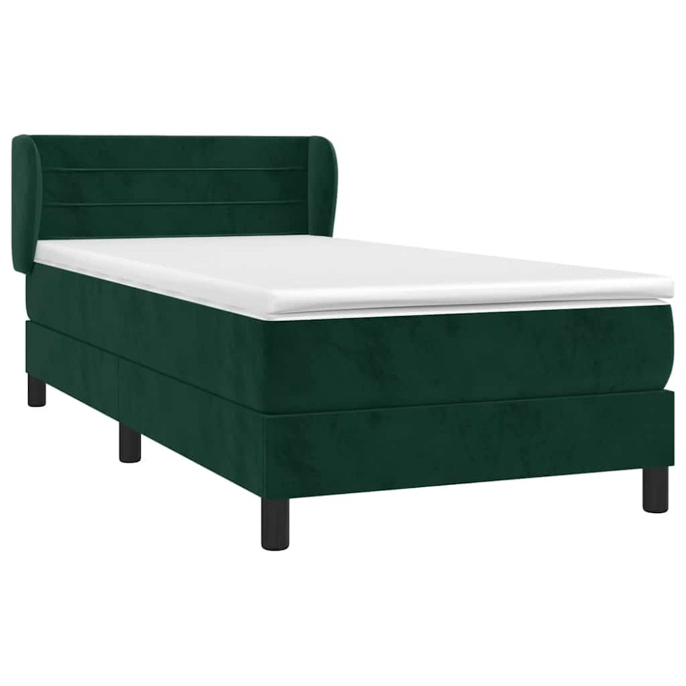 Produktbild för Ramsäng med madrass mörkgrön 90x200 cm sammet
