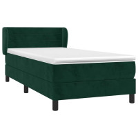 Produktbild för Ramsäng med madrass mörkgrön 90x200 cm sammet
