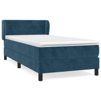 Produktbild för Ramsäng med madrass mörkblå 100x200 cm sammet