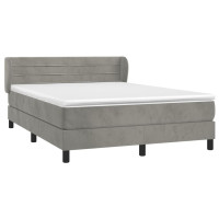Produktbild för Ramsäng med madrass ljusgrå 140x200 cm sammet