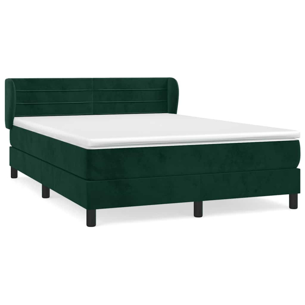 Produktbild för Ramsäng med madrass mörkgrön 140x200 cm sammet