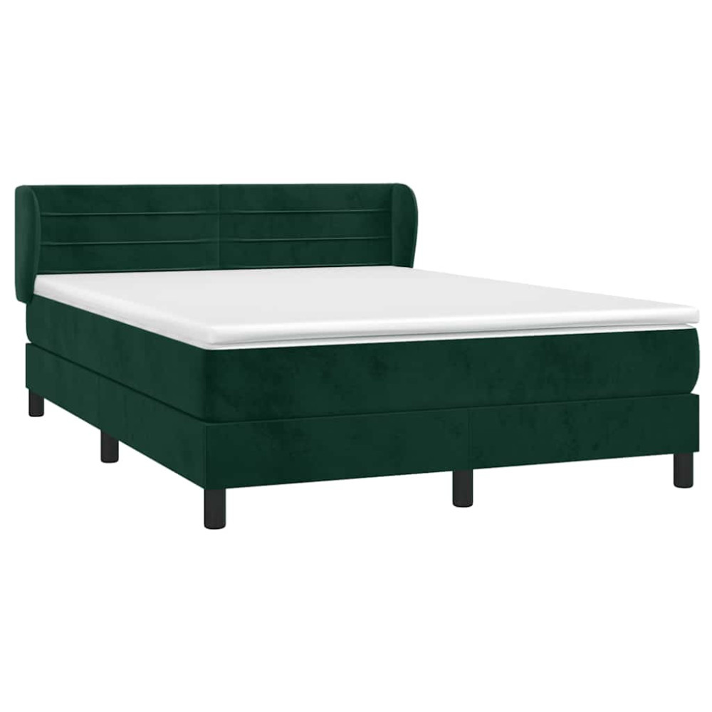 Produktbild för Ramsäng med madrass mörkgrön 140x200 cm sammet