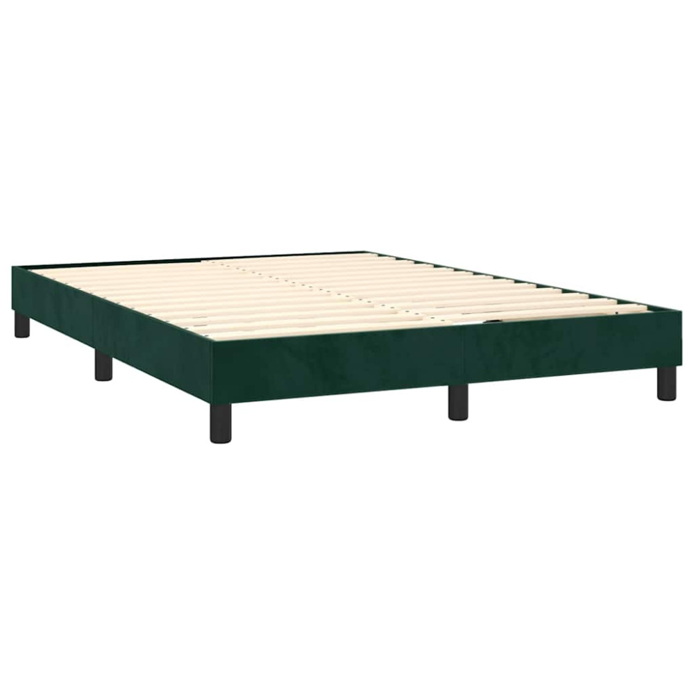 Produktbild för Ramsäng med madrass mörkgrön 140x200 cm sammet
