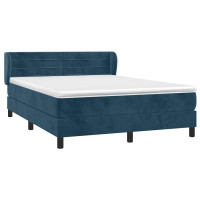 Produktbild för Ramsäng med madrass mörkblå 140x200 cm sammet