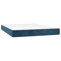 Produktbild för Ramsäng med madrass mörkblå 140x200 cm sammet