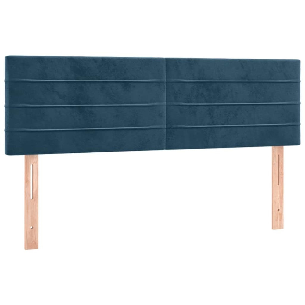 Produktbild för Ramsäng med madrass mörkblå 140x200 cm sammet