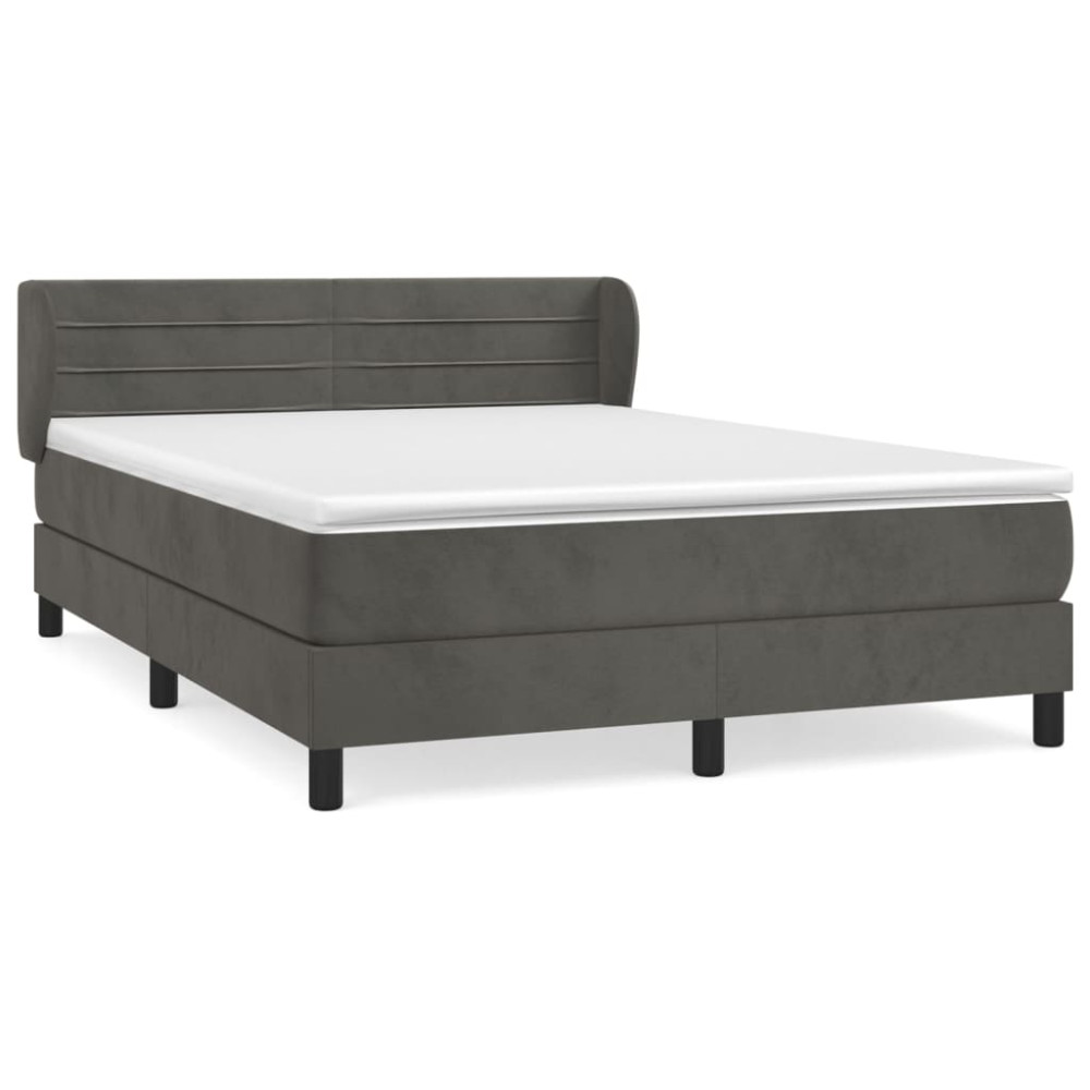 Produktbild för Ramsäng med madrass mörkgrå 160x200 cm sammet
