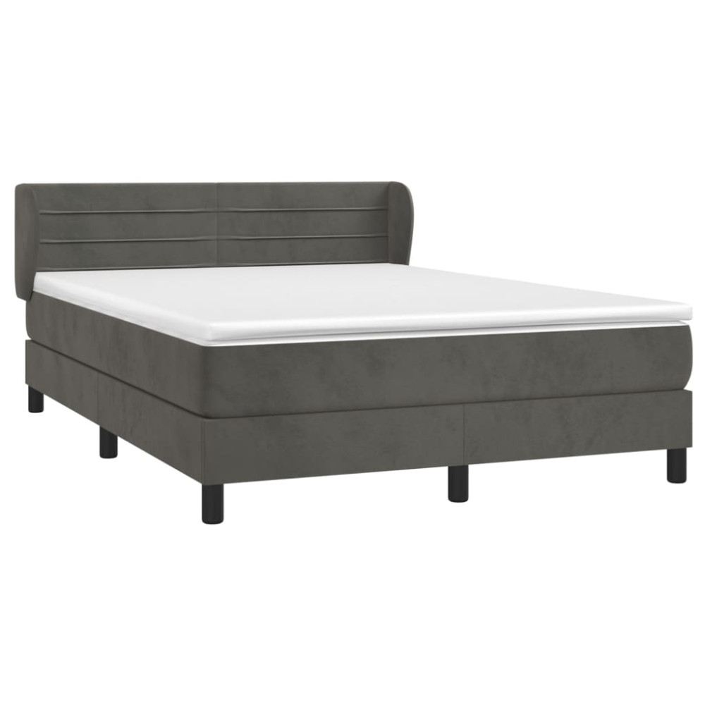 Produktbild för Ramsäng med madrass mörkgrå 160x200 cm sammet