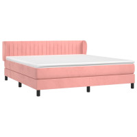 Produktbild för Ramsäng med madrass rosa 160x200 cm sammet