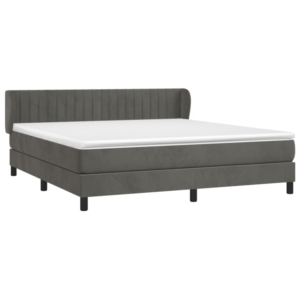 Produktbild för Ramsäng med madrass mörkgrå 180x200 cm sammet
