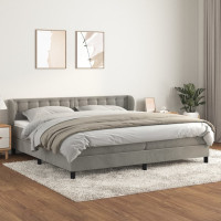 Produktbild för Ramsäng med madrass ljusgrå 200x200 cm sammet