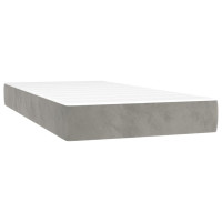 Produktbild för Ramsäng med madrass ljusgrå 200x200 cm sammet