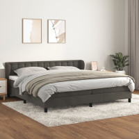 Produktbild för Ramsäng med madrass mörkgrå 200x200 cm sammet
