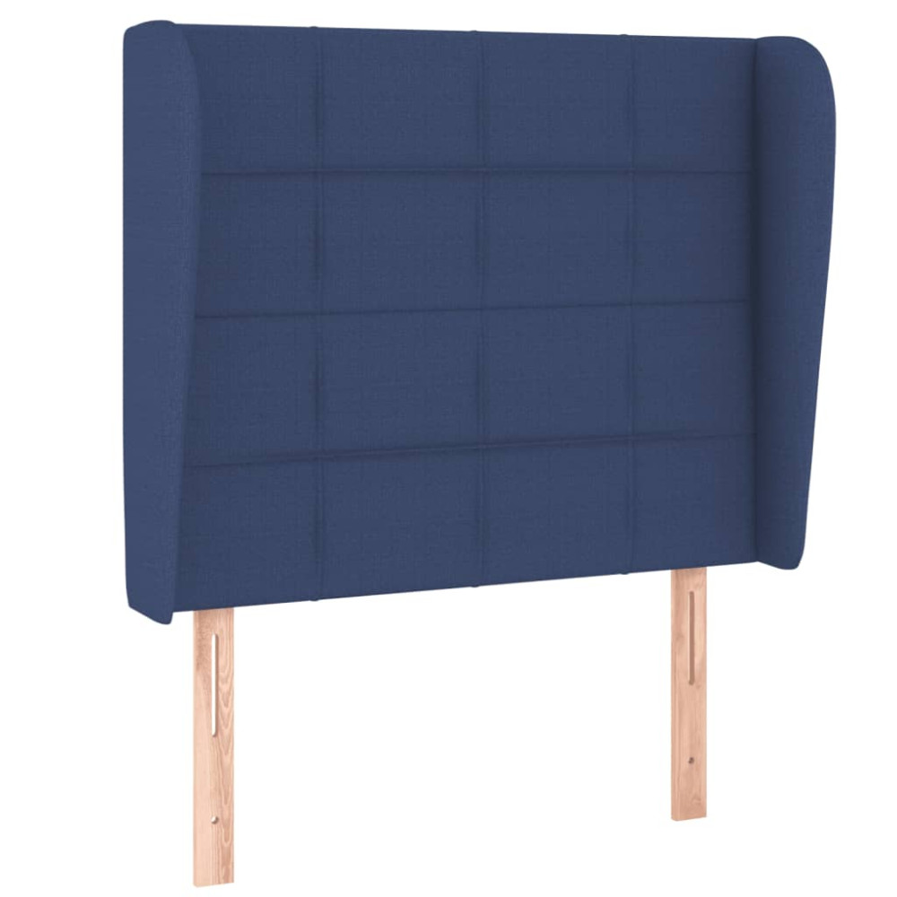 Produktbild för Ramsäng med madrass blå 90x190 cm tyg