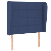 Produktbild för Ramsäng med madrass blå 90x190 cm tyg