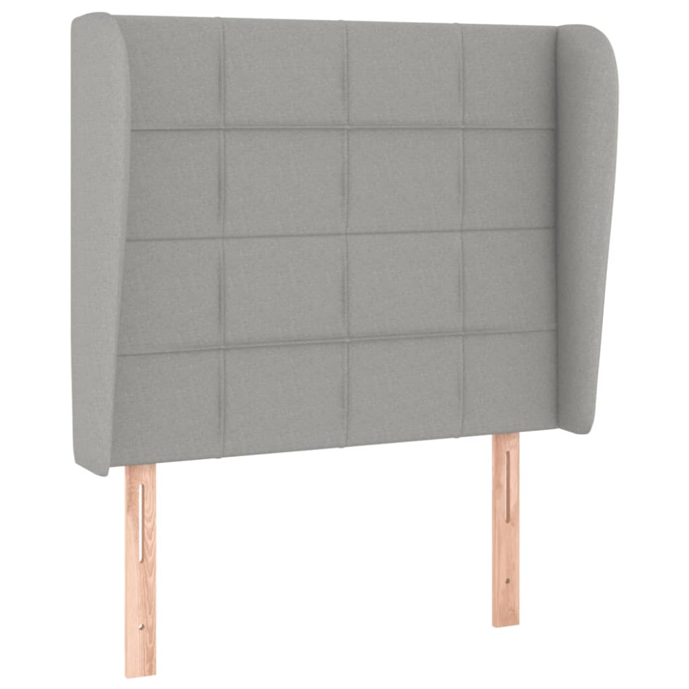 Produktbild för Ramsäng med madrass ljusgrå 90x200 cm tyg