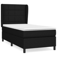Produktbild för Ramsäng med madrass svart 90x200 cm tyg