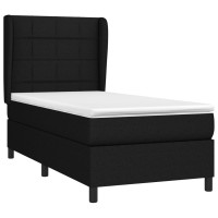 Produktbild för Ramsäng med madrass svart 90x200 cm tyg