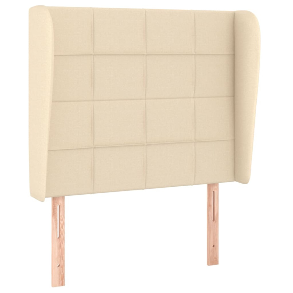Produktbild för Ramsäng med madrass gräddvit 90x200 cm tyg