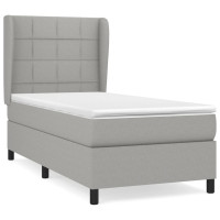 Produktbild för Ramsäng med madrass ljusgrå 100x200 cm tyg